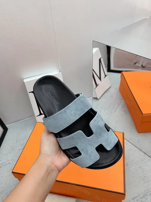 View 2 of Grey Suede Hermes-Inspired Sandals â€“ All-Day Comfort