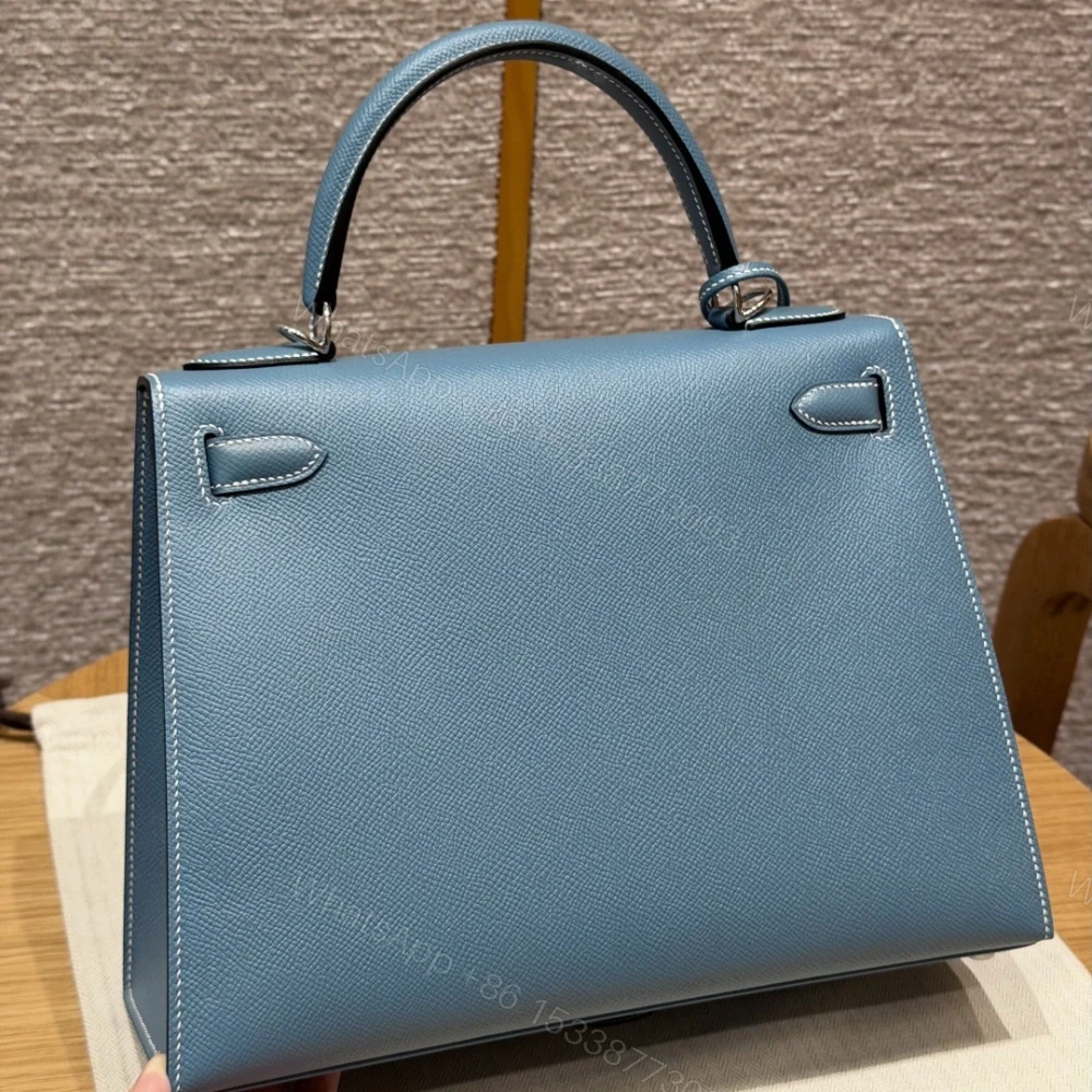 View 2 of 高仿Hermes*Kelly28系列H043130EP7C牛仔藍銀扣牛皮純手工