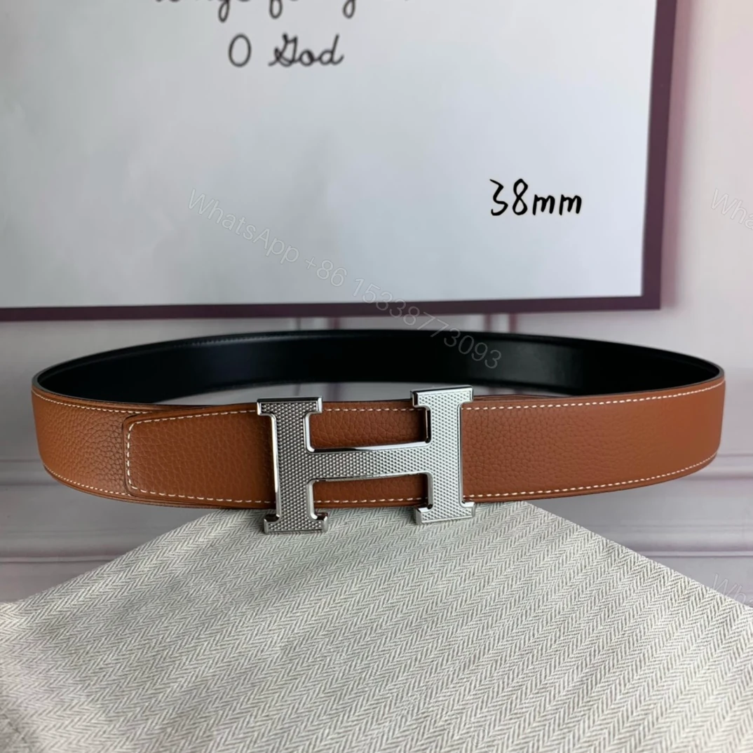 View 3 of HERMES BELT TOGO SWIFT SILOUIS VUITTONER BUCKLE BROWN 38MM