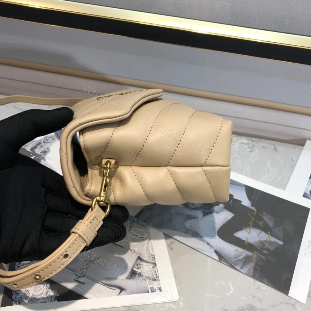View 4 of Saint Laurent Loulou Toy Strap Bag In Quilted Y Beige 20Cm 678401DV7072721