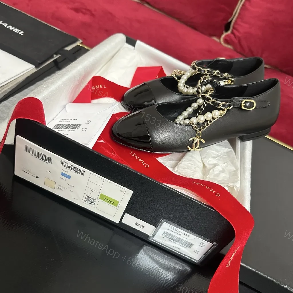 Chic Pearl-Chain Leather Mary Jane—Elegant Comfort Shoes — view 1