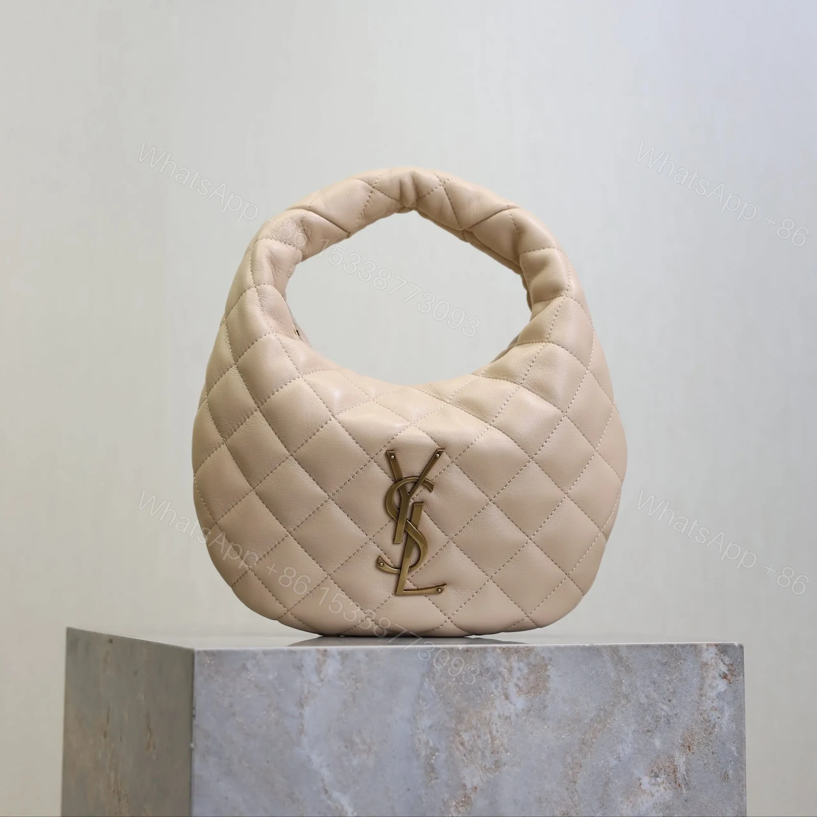 YSL ICARINO 17 IN BEIGE QUILTED GOLD HARDWARE — view 1