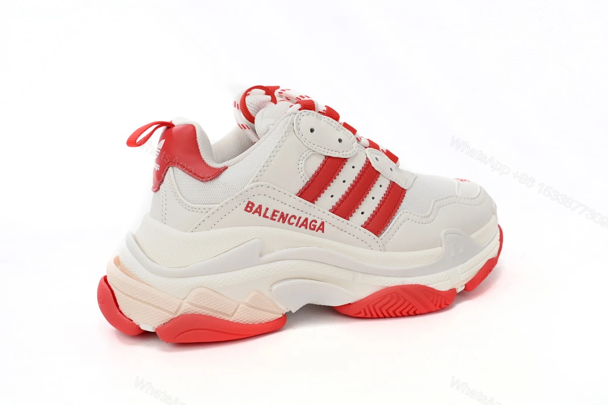 View 8 of adidas x Balenciaga Triple S White Red Bar