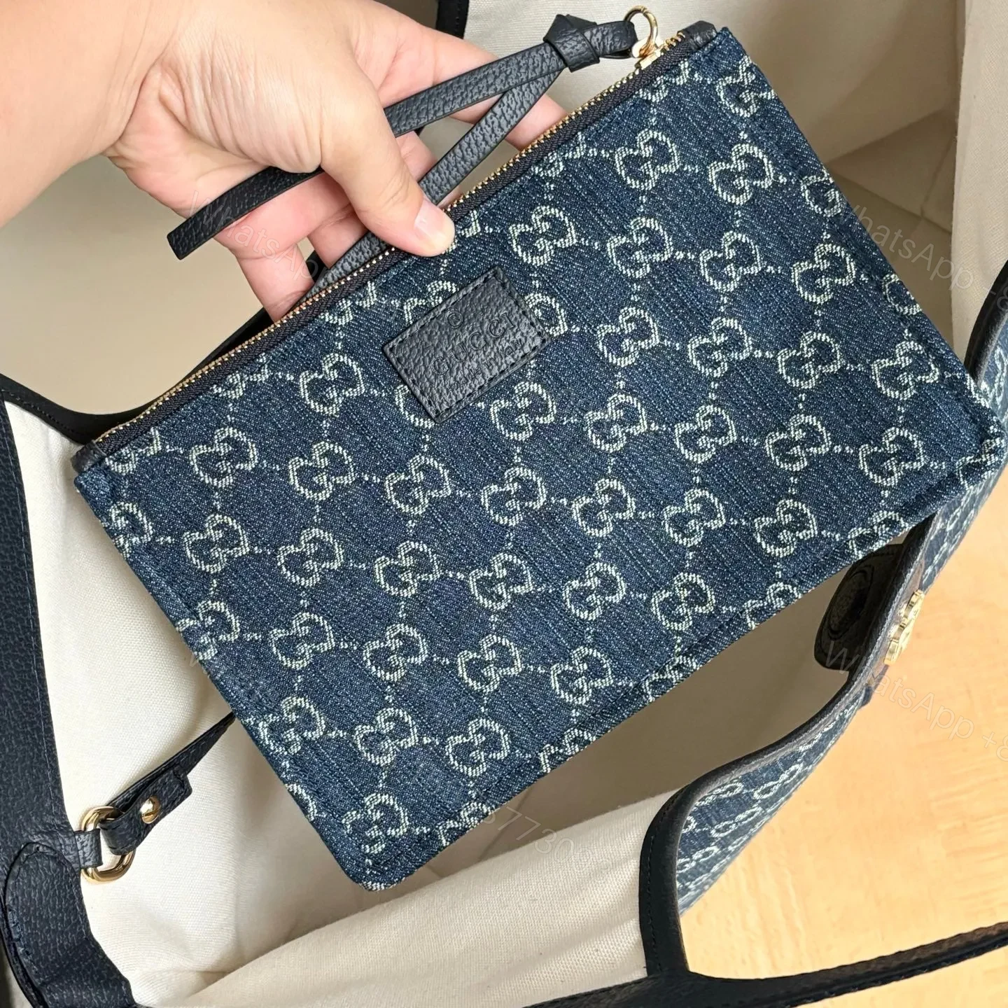 View 8 of Gucci Giglio Tote Blue Top quality 1:1 Replica