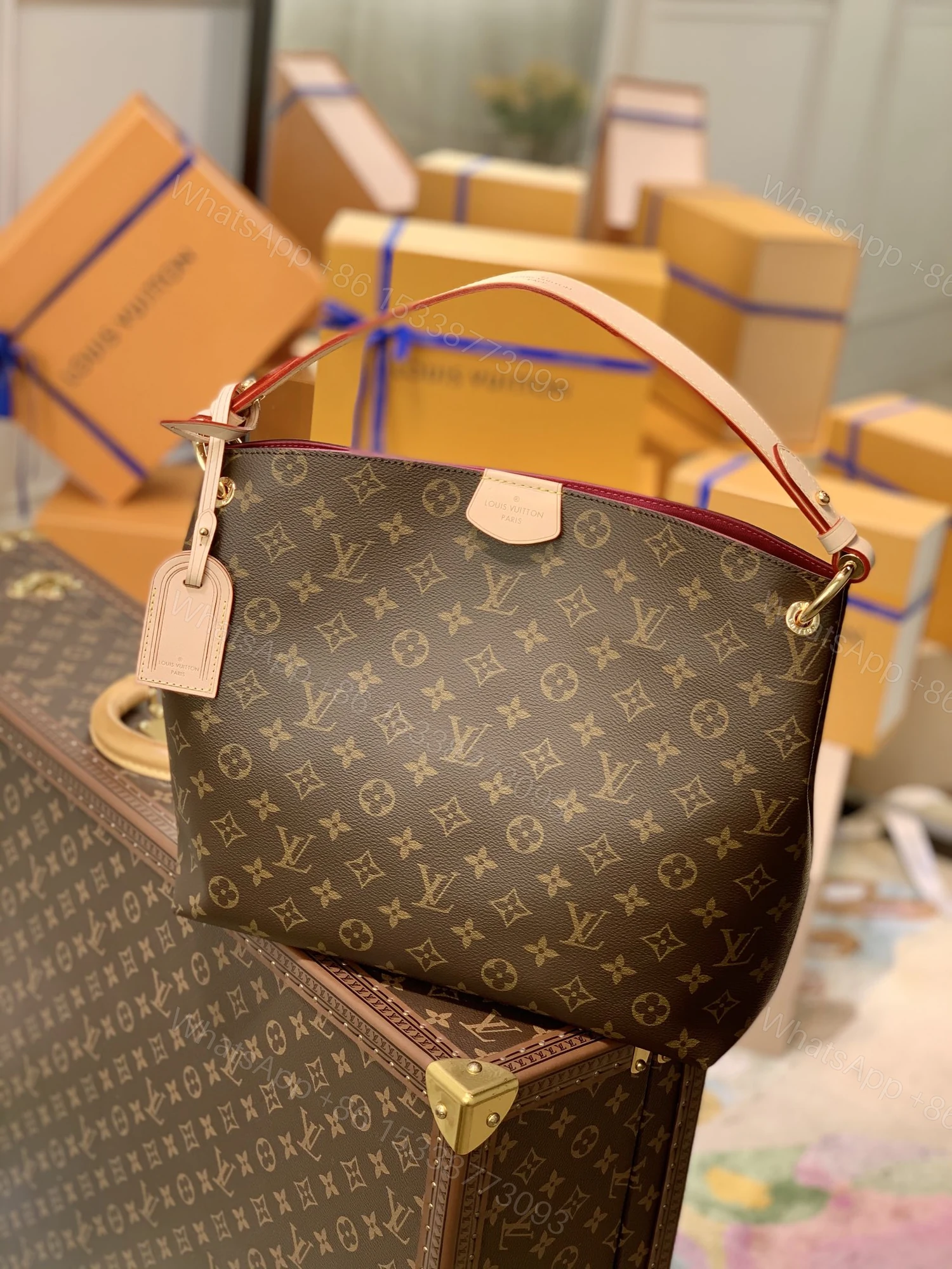 LV A貨Graceful MM肩背包 女士老花休閒大容量包款 — view 1