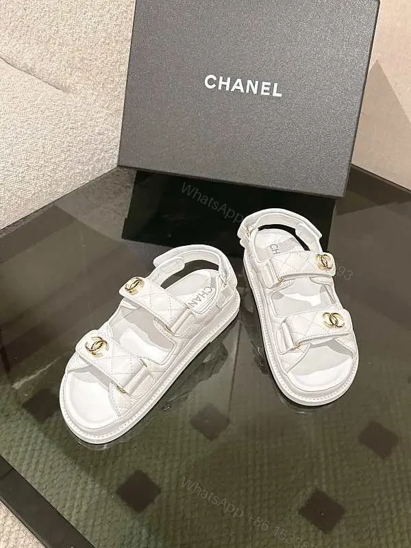 White Leather Quilted Sandals - Cushioned, All-Day Comfort — view 1