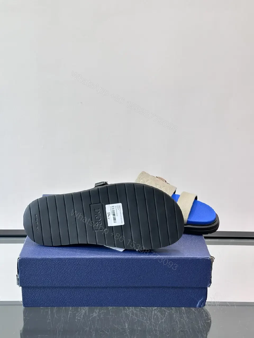 View 9 of Blue Leather Casual Buckle Strap Dior Sandals