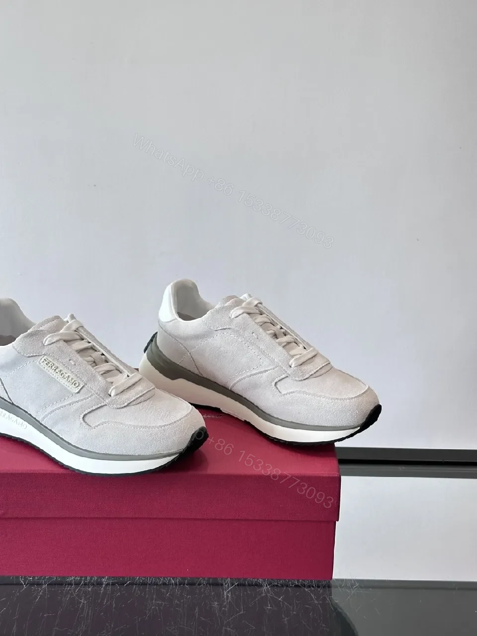 View 9 of Beige Suede Minimalist Sneaker: Luxury Comfort Pair