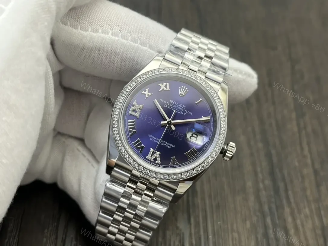 View 3 of Rolex Datejust 36 Stainless Steel Fluted Jubilee Purple Roman 178274-0088
