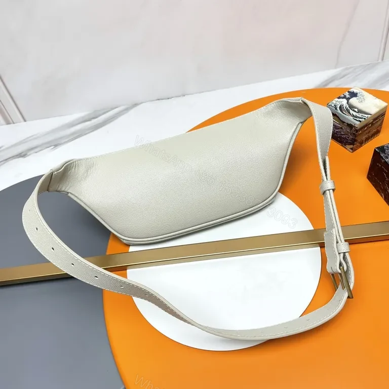 View 9 of Gold Logo Belt Bag: Textured Leather Minimalist Crossbody/Waist Bag