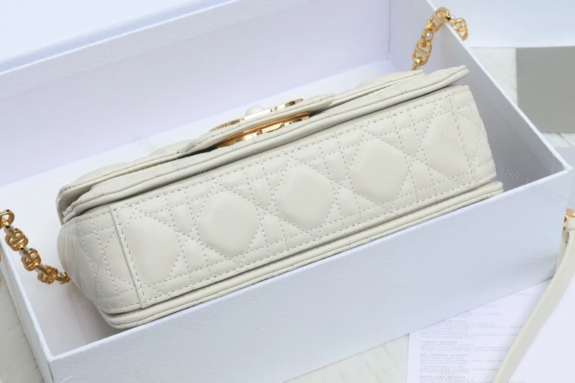 View 5 of Quilted Chic Compact Shoulder Bag with Gold Hardware