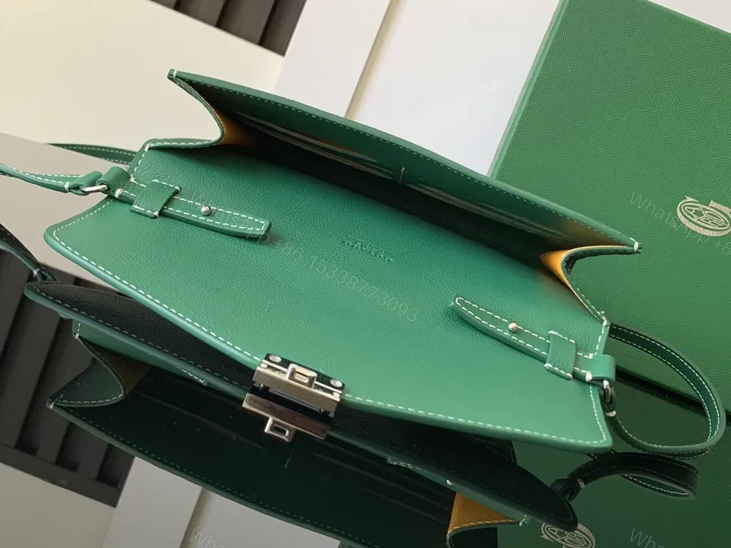 View 9 of Emerald Goyard-Inspired Crossbody: Textured Luxe Bag