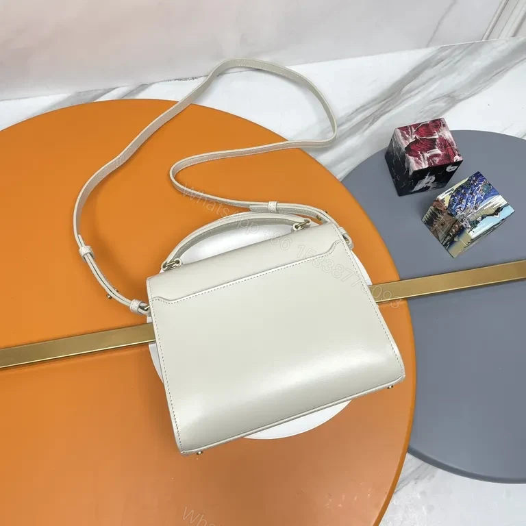 View 6 of Compact Leather Crossbody with Gold YSL Accent