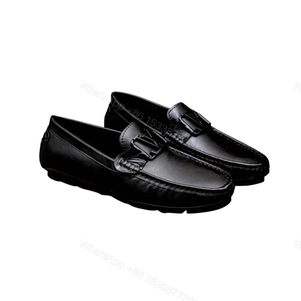 Louis Vuitton Loafer Matte Leather With LV Logo In Black — view 1
