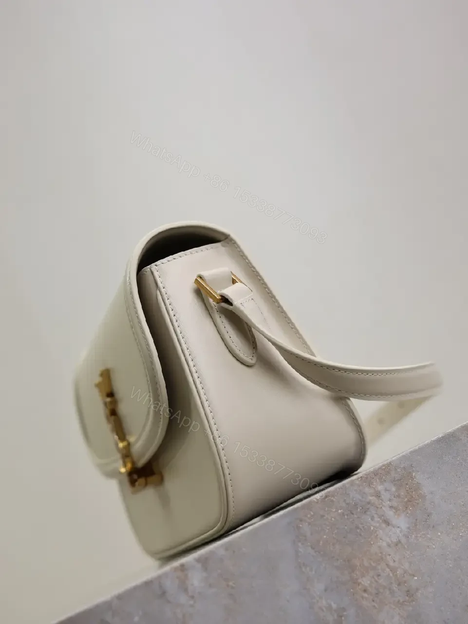 View 6 of Ivory Leather Crossbody — Gold-Accent, Compact, Everyday Ease