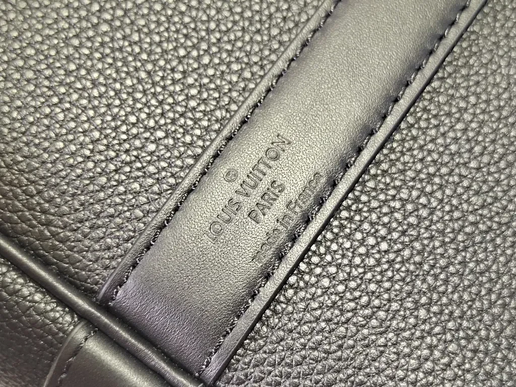 View 8 of Executive Black Duffle: Pebble Leather, LV-Inspired Travel Bag