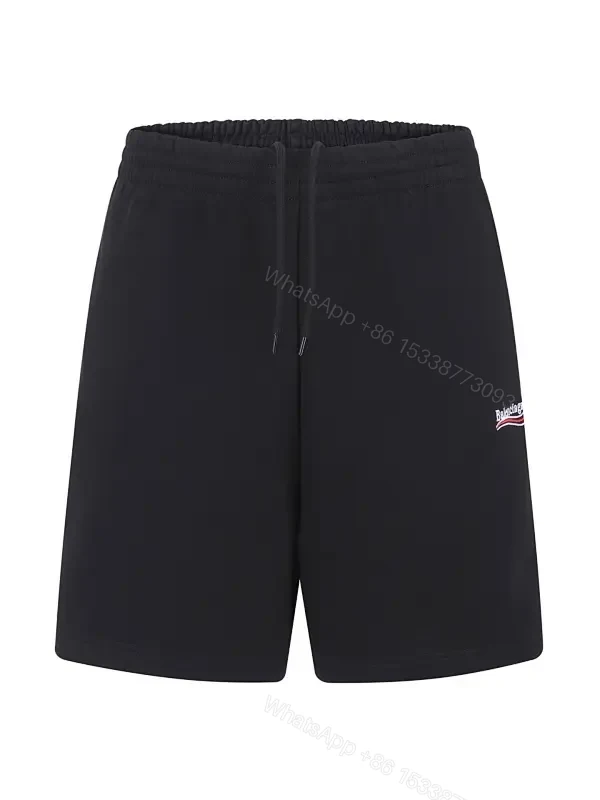Black Premium Knit Shorts: Minimalist Comfort, Drawstring Fit — view 1