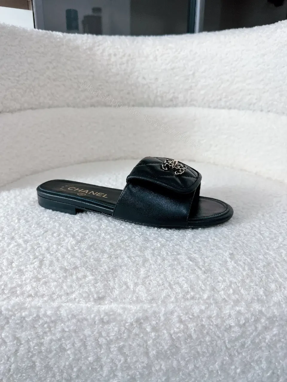 View 3 of Chic Satin-Trim Slide Sandals: Luxe Minimalist Comfort