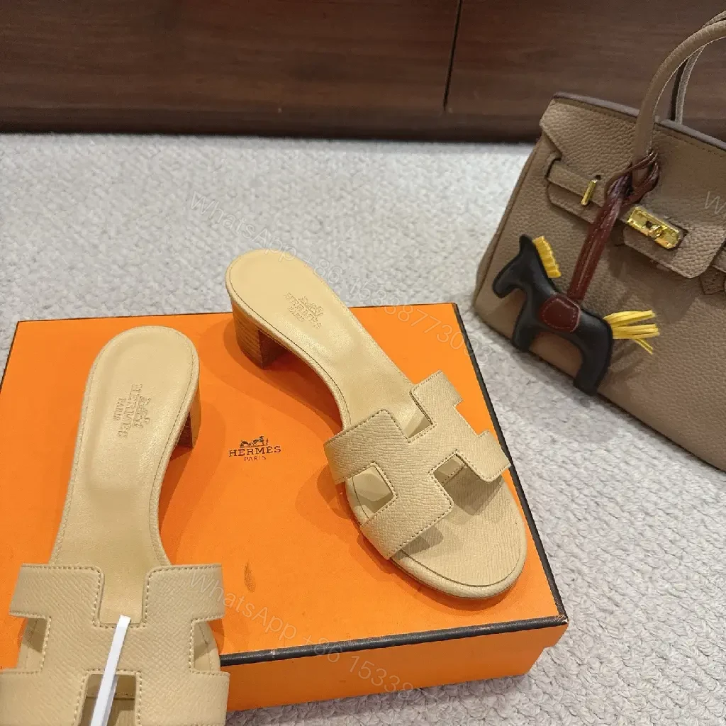 View 8 of Beige Suede Hermès-Style H Sandals Slide Comfort