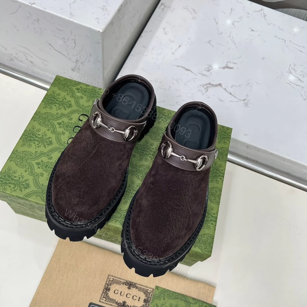 View 2 of GUCCI WOMEN MULE WITH HORSEBIT DARK BROWN 835829 AAE3R 2042
