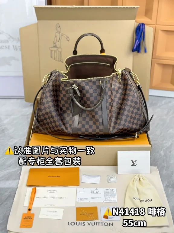 View 2 of Damier Ebene Keepall 55: Premium Travel Duffle with Everyday Versatility
