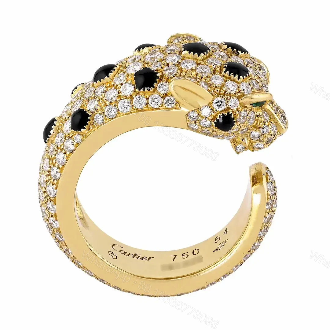 View 3 of 18k Gold Cartier Panthere Ring Pave Diamonds