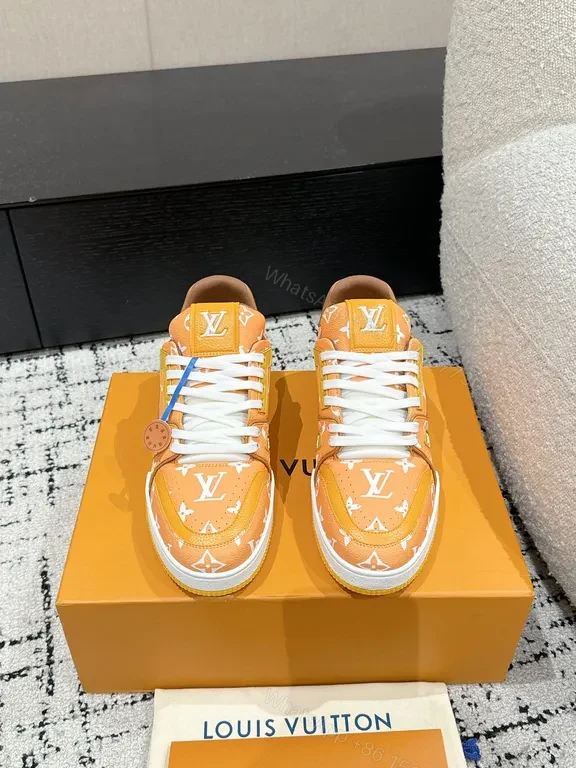 Vibrant LV-Inspired Monogram Low-Top Sneakers — view 1