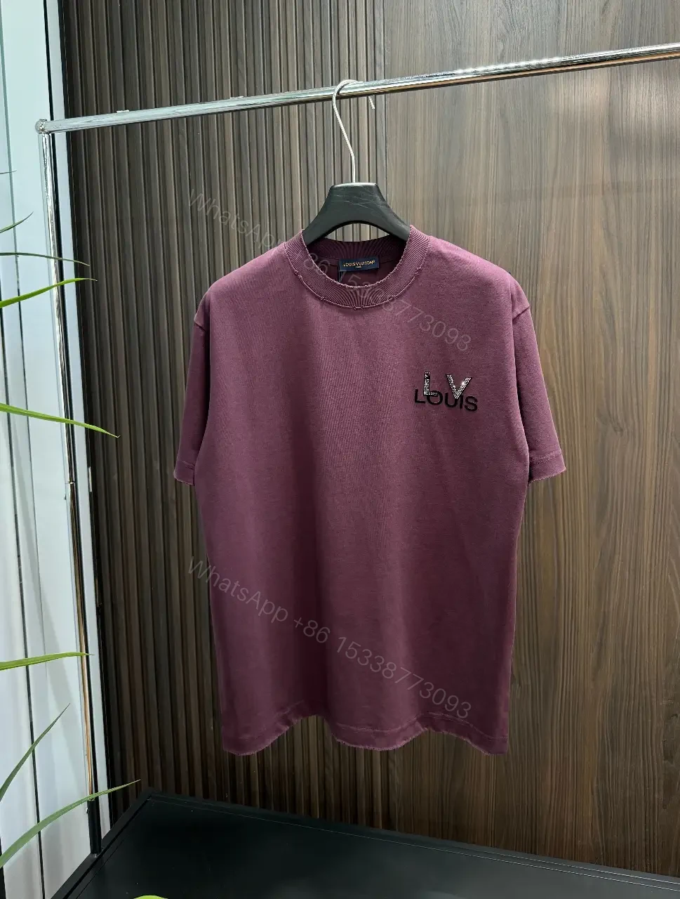 Burgundy Cotton Oversized Tee with LVIS Embroidery — view 1