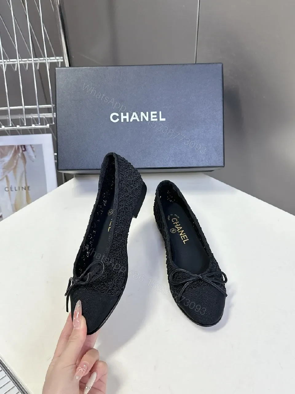 View 8 of Black Knit Chanel-Inspired Ballet Flats: Subtle Luxe Comfort
