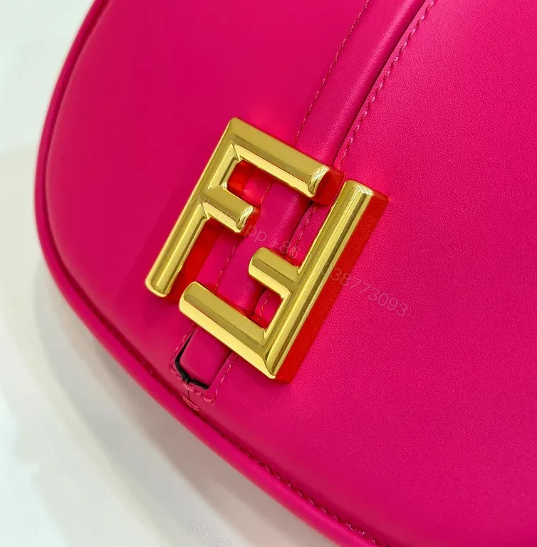View 3 of Vivid Pink Crossbody Bag: Gold Accent, Luxe Leather, Compact