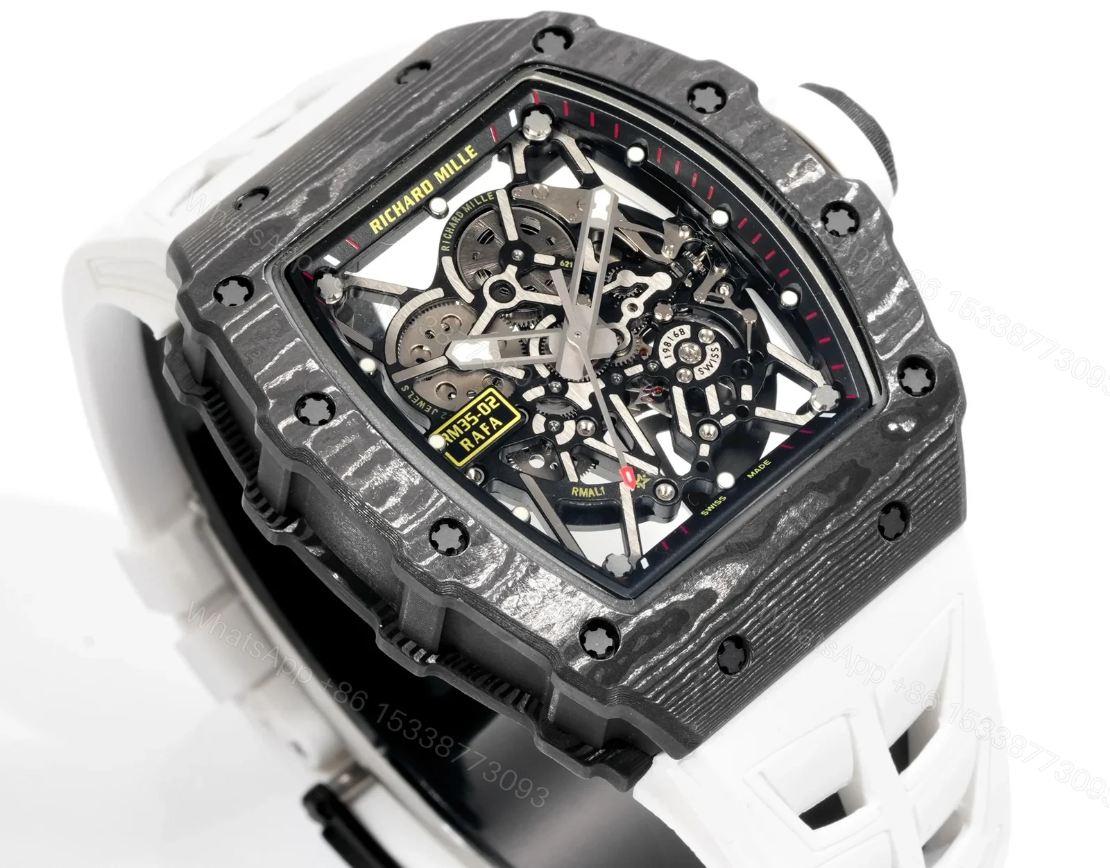 View 4 of Richard Mille RM35-02 Rafael Nadal Automatic Skeleton Watch NTPT Carbon Fiber Black Red Dial RMAL1 Movement Premium Edition RM35-02-RN-NTP-BRD