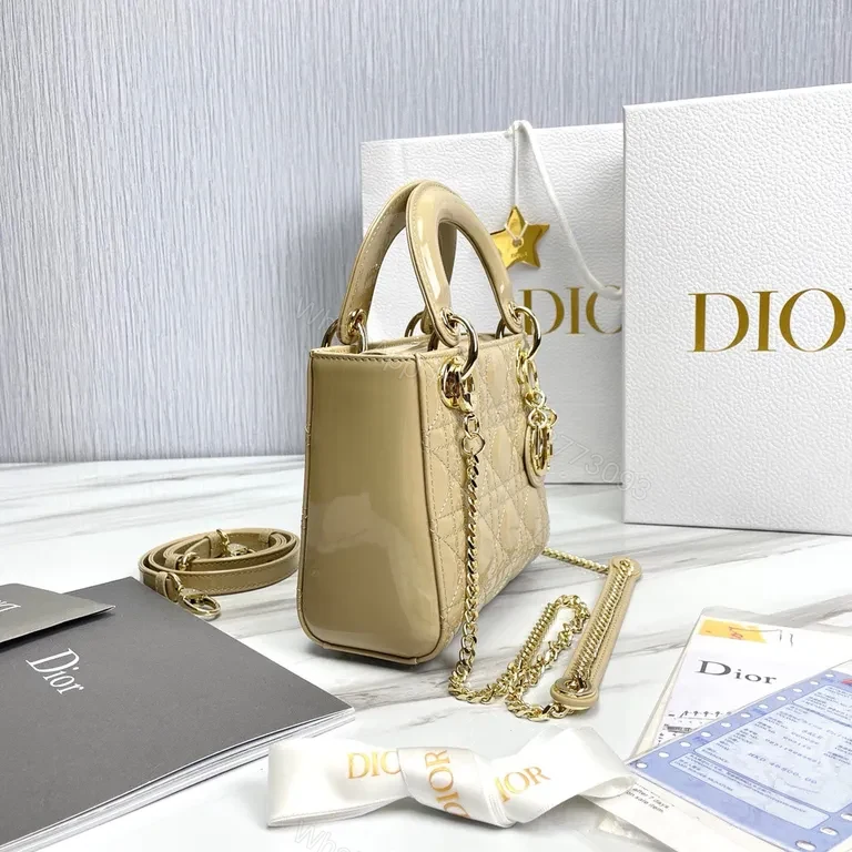 View 7 of Chic Gold-Diamond Quilt Mini Bag - Dior-Inspired Luxury