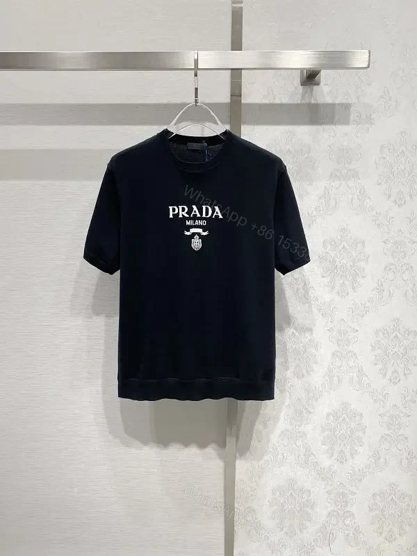 Premium Cotton Crew Tee with Prada Milano Logo - Luxe Casual Wear — view 1
