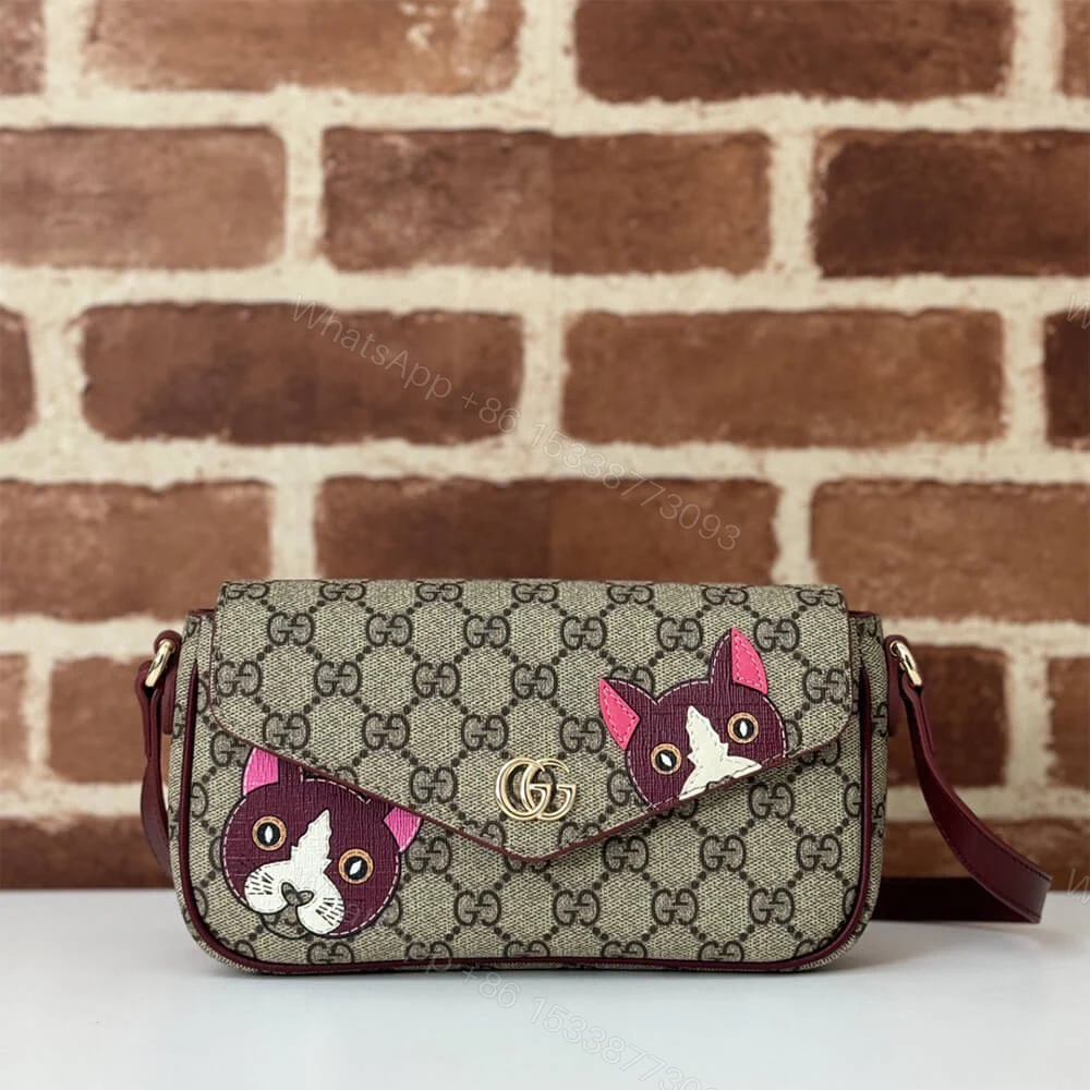 View 2 of GG Supreme Monogram Cat Print Mini Shoulder Bag(HIGH-END GRADE)
