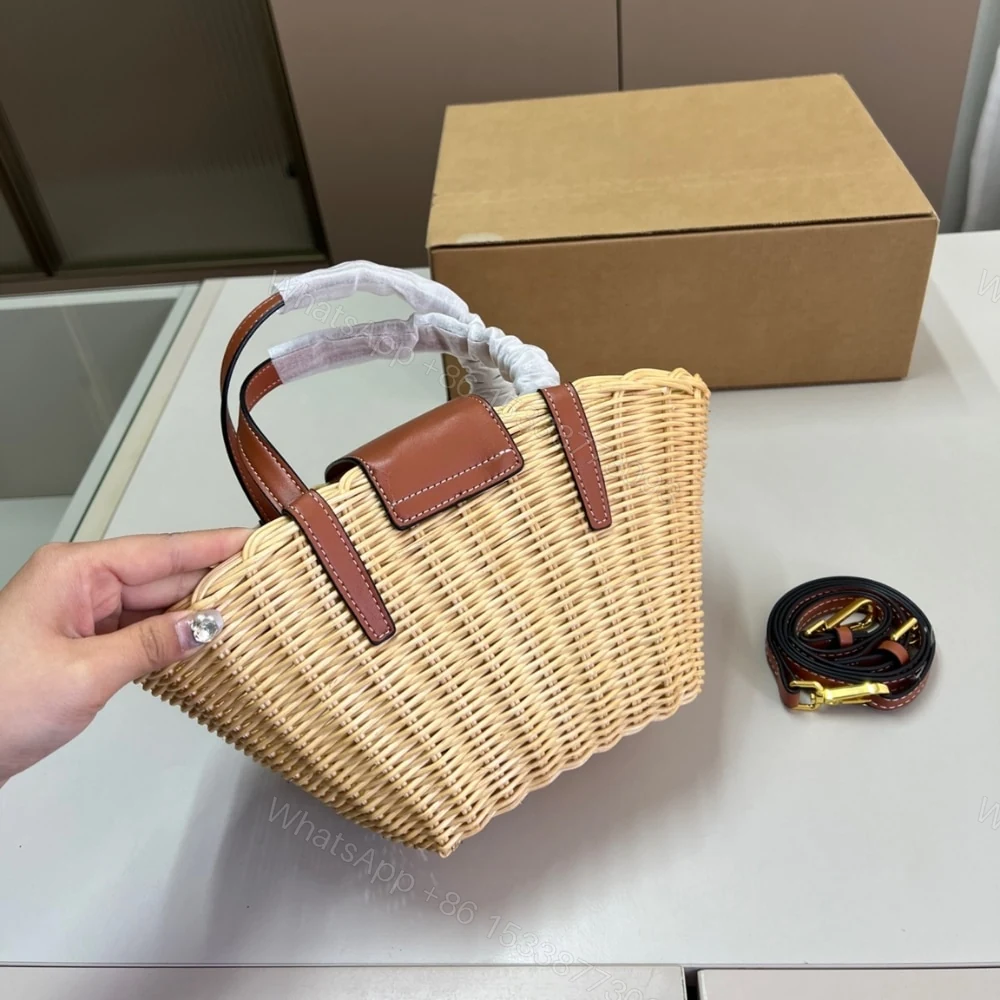 View 3 of CELINE TEEN COUFFIN IN WICKER AND LEATHER TAN 15CM 116572FWE 02NT