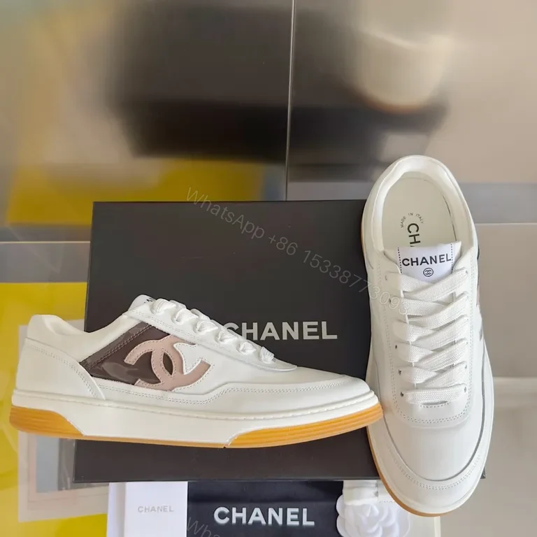 View 4 of White Leather Luxury Sneakers: Chanel-Inspired, All-Day Comfort
