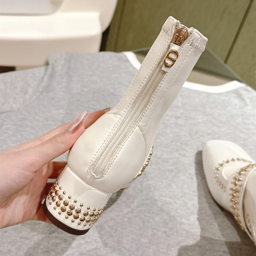 View 6 of 高仿Dior*Belle-D系列KCT064柳釘拉鏈短靴4CM白色免檢版