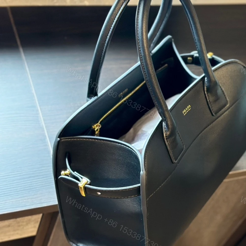 View 4 of PRADA LARGE TOTE BAG WITH BUCKLES BLACK 32CM