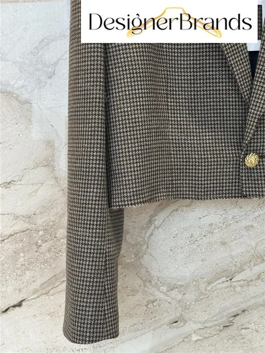 View 6 of Chanel Brown Houndstooth Cropped Jacket