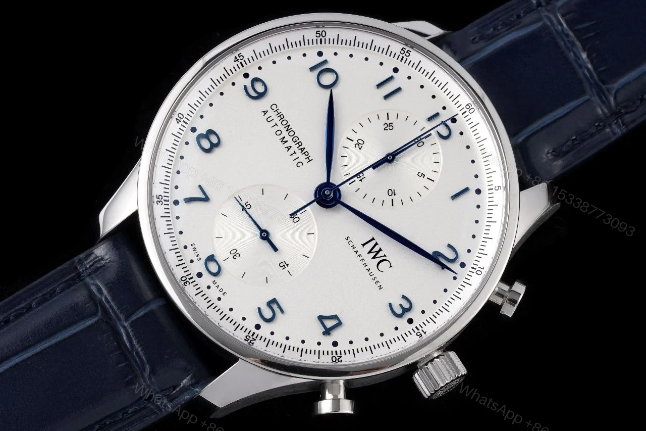 View 3 of IWC Portugieser Chronograph Replica Blue Leather Strap 41MM Premium IW371606