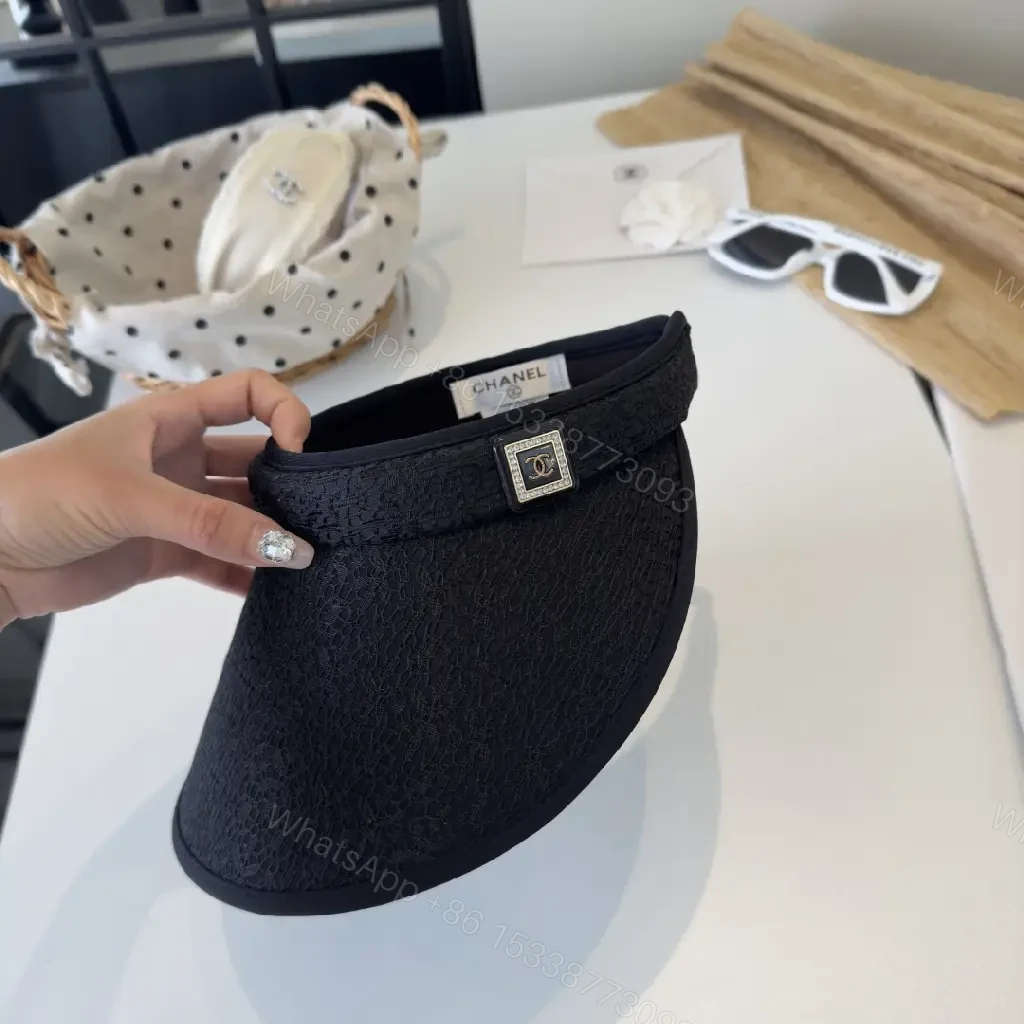 View 7 of Black Lace-Texture Visor Cap: Couture-Edge Sun Shield