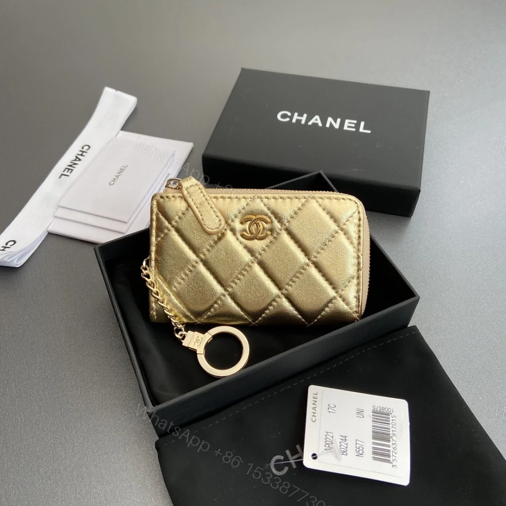高仿Chanel*AP0224零錢包金色小羊皮金扣免檢版 — view 1