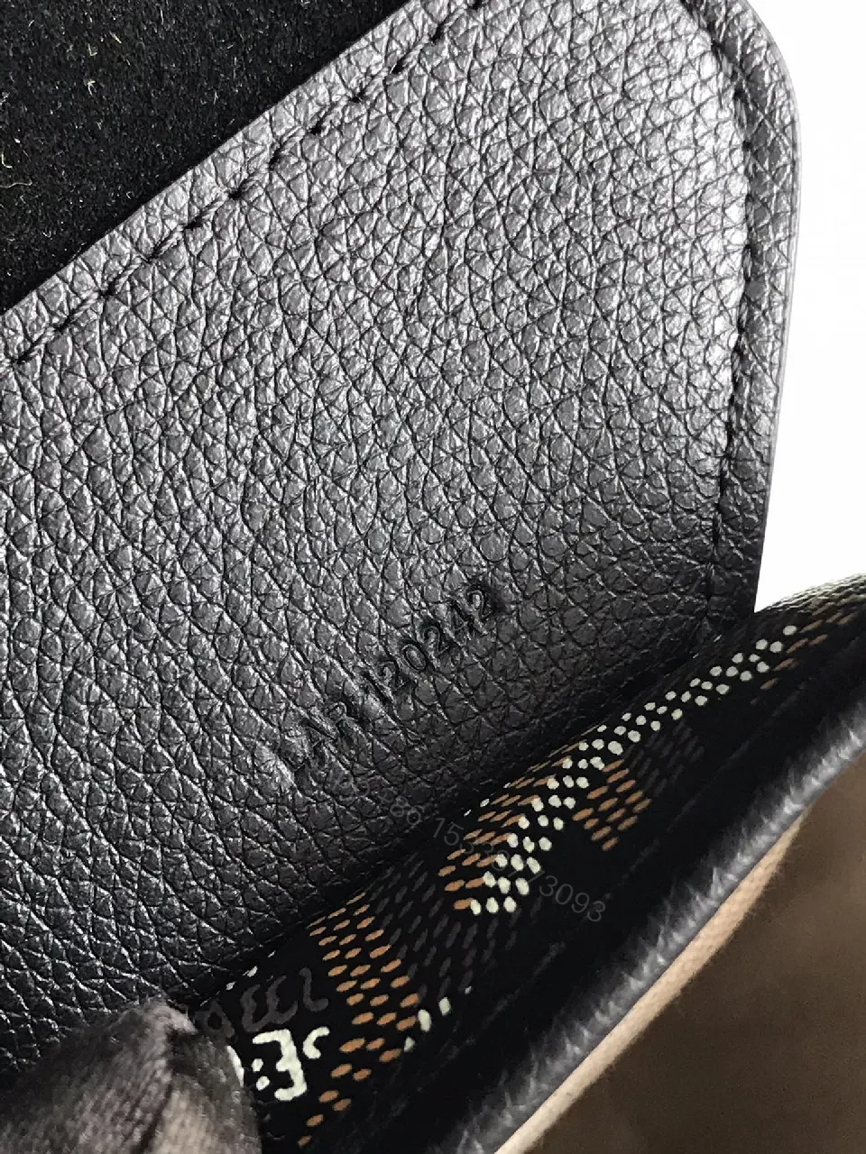 View 10 of Structured Black Leather & Patterned Panel Crossbody Bag