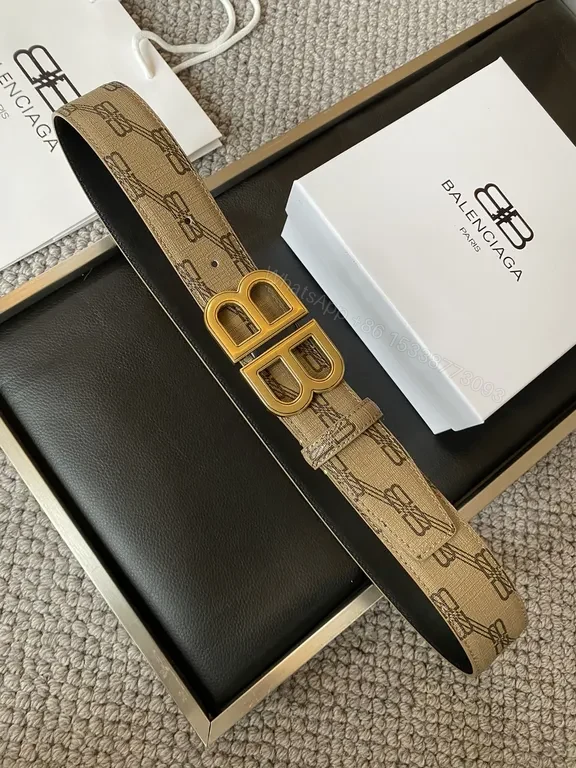 View 5 of Taupe Calfskin Monogram Belt â€” Gold Buckle, Designer-Inspired Luxury