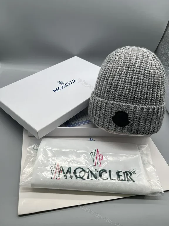 View 4 of Cream Wool-Beam Beanie: Minimalist Luxury Moncler Knit Cap