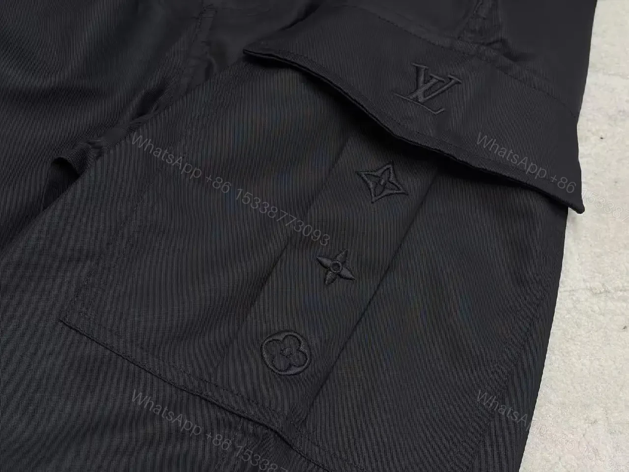 View 6 of Black Nylon Cargo Shorts Louis Vuitton Style Utility Pockets Shortage Key Feature