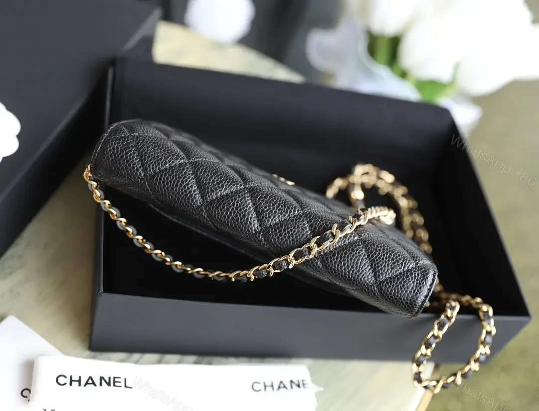 View 8 of Quilted Leather Crossbody with Gold Chain, Chic Designer-Inspired