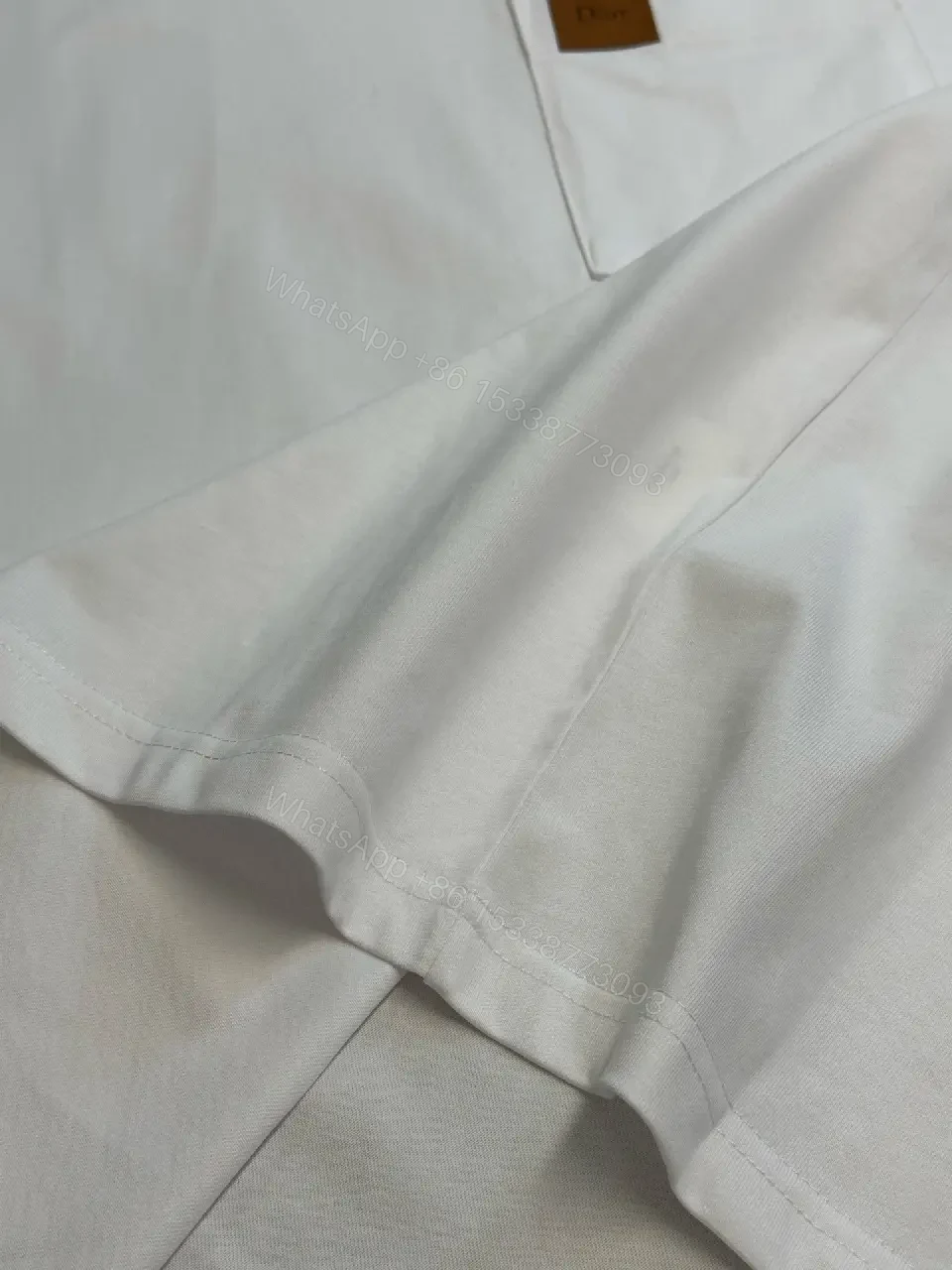 View 11 of Off-White Cotton Tee with Front Pocket, Relaxed Fit