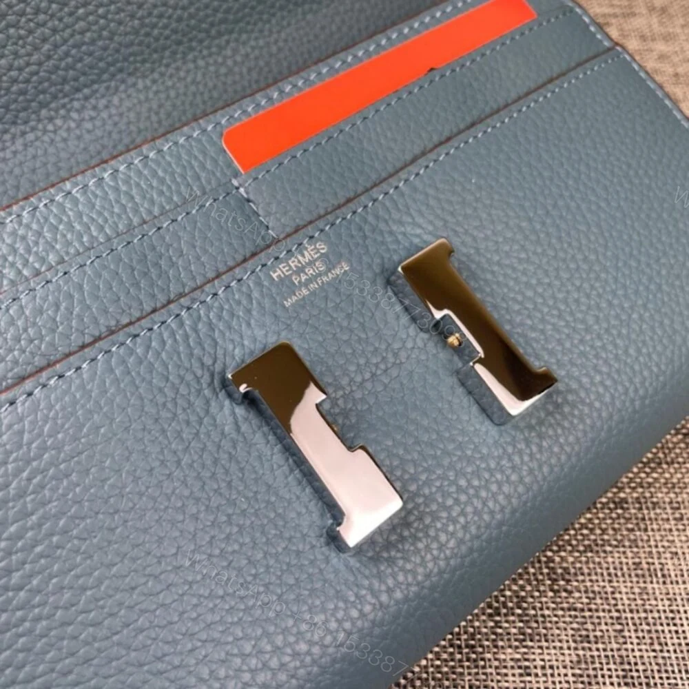 View 6 of Hermes Constance Togo Long Wallet Silver Toned Hardware Blue 20Cm