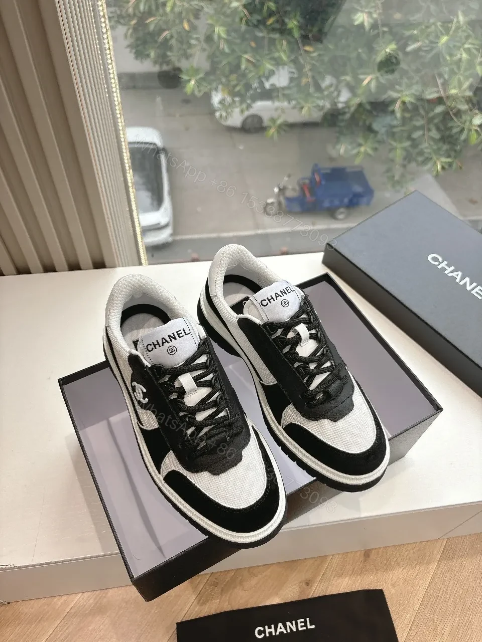 Monochrome Knit Sneakers: Luxe Comfort, Bold Contrast — view 1